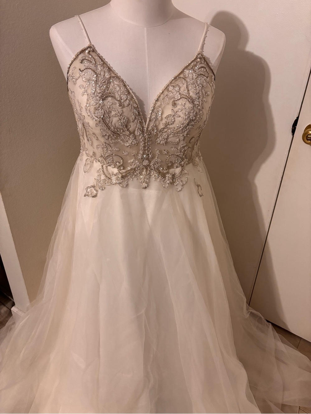 GALINA SIGNATURE Ivory Beaded Tulle A-Line Gown